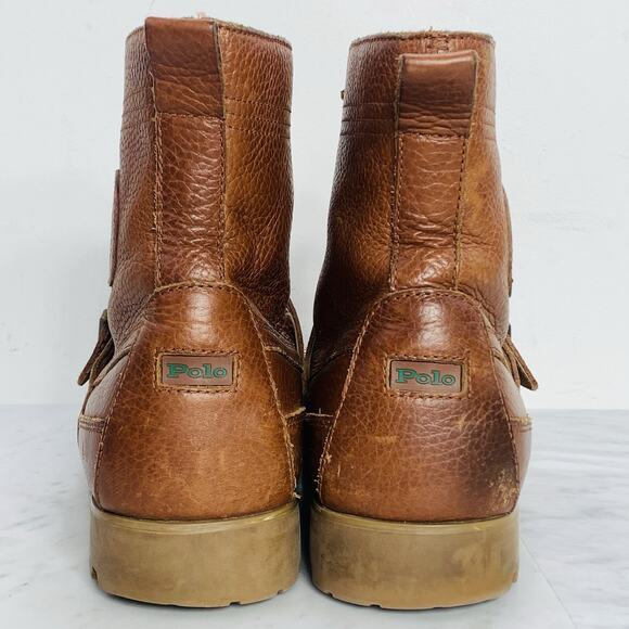 POLO RALPH LAUREN Country Ranger Boot 10.5 Brown Tumbled Leather Buckle EUC - Picture 5 of 11